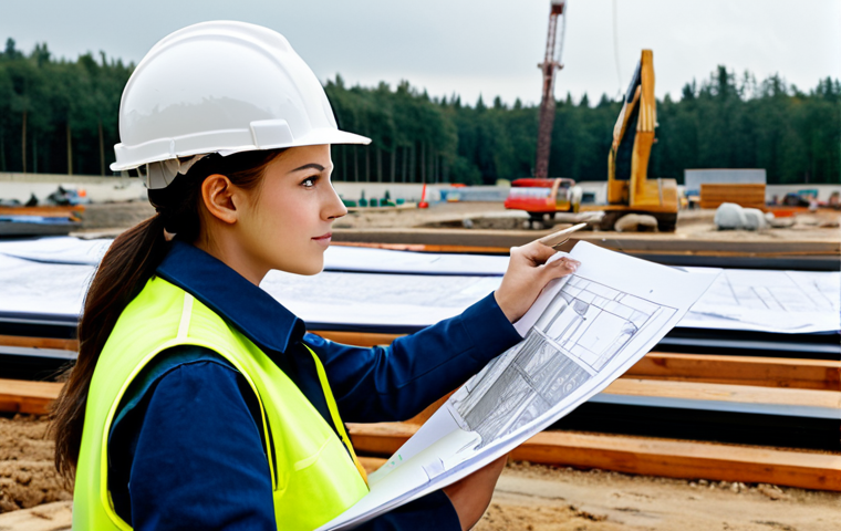 Young Engineer on Site**

"A young, fully clothed female engineer wearing a hard hat and safety vest, inspecting a construction site with blueprints in hand, safe for work, appropriate content, perfect anatomy, well-formed hands, natural body proportions, professional, modest, family-friendly, overcast day, realistic."

**