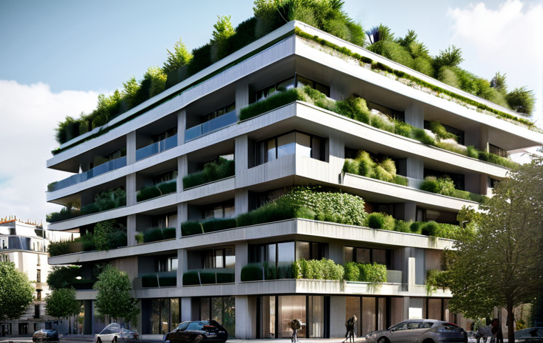 건축사 시험 학습 플랜 - Sustainable Architecture Concept**

"A modern, eco-friendly apartment building in Paris, featuring a...