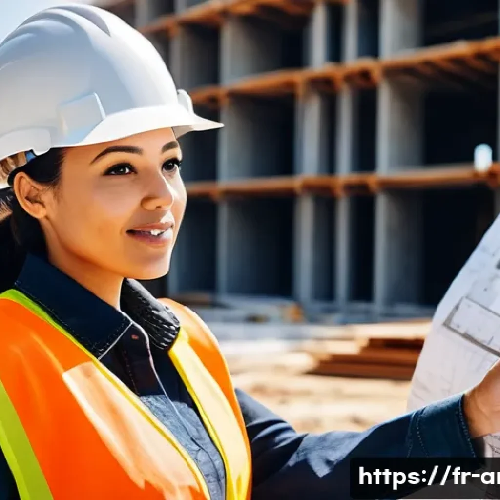 건축분야 자격증 시험 합격률 분석 - **"A confident, diverse female architect in her early 30s, wearing a hard hat and a high-visibility ...